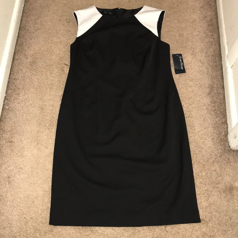 Evan Picone black and white shift dress